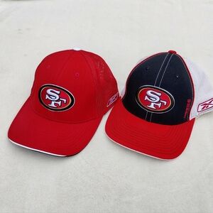 2 San Francisco 49ers Reebok Mesh Fitted Hats Size L/XL Red White Black Logo